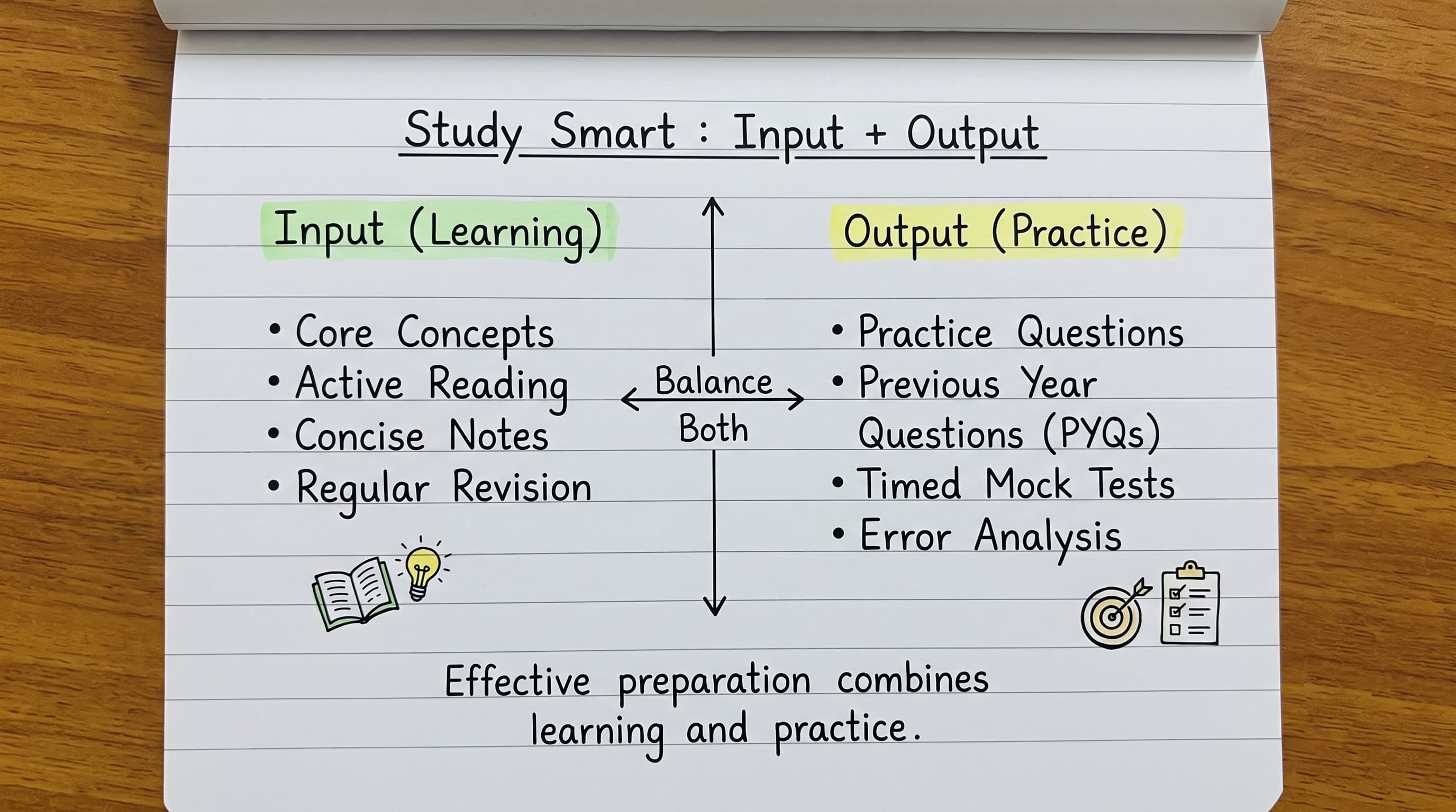 Four-block 8-hour study timetable for competitive exam aspirants