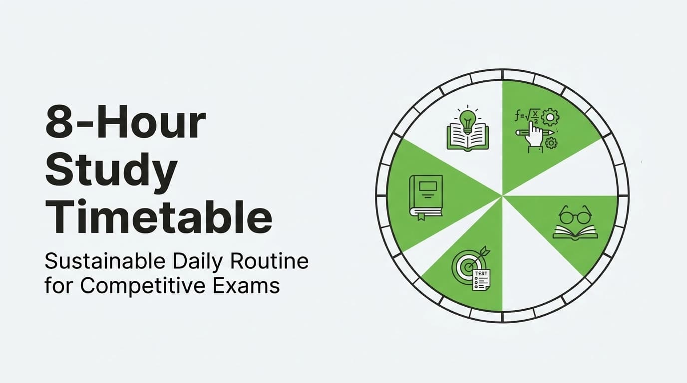 8-hour study timetable for competitive exam preparation