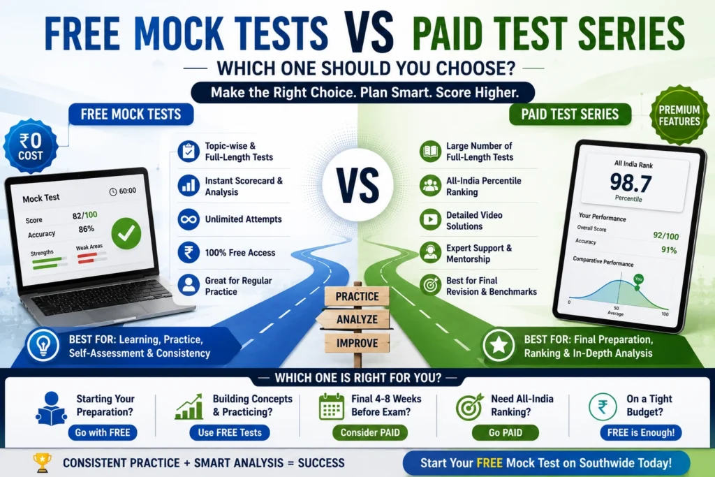 Free mock tests vs paid test series comparison for competitive exam preparation